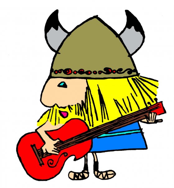 Emblema de Los Wikingos con guitarra roja